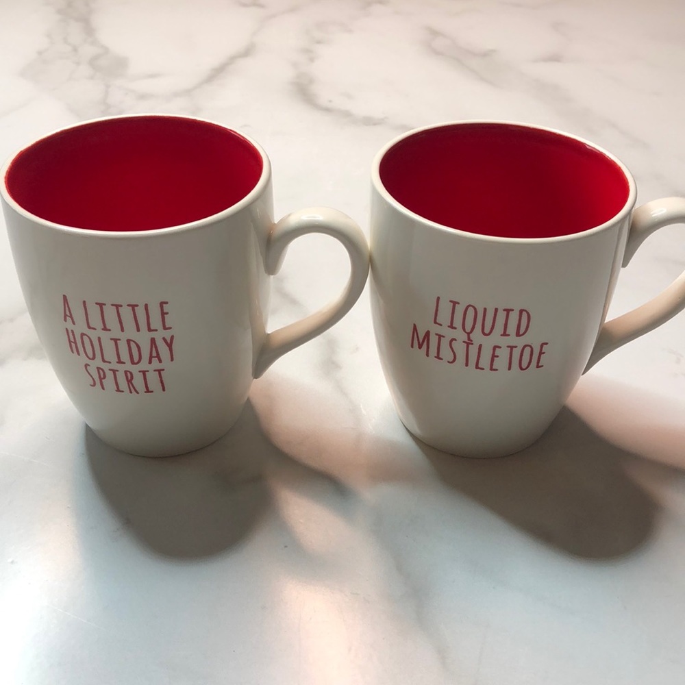 Christmas Whimsical Mugs Set of 2 NWOT